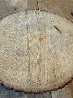 Kendra Scott Gold Curved Bar Necklace with Clear Stones